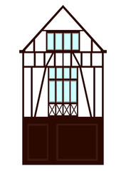 Medieval old European fachwerk (half-timbered) house