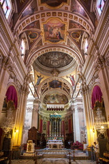 Fototapeta na wymiar Interior of church at Citadel - town Victoria, Gogo - Malta