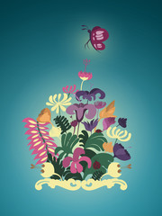 Various flowers in pastel colour