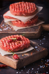 Home made burger cooking