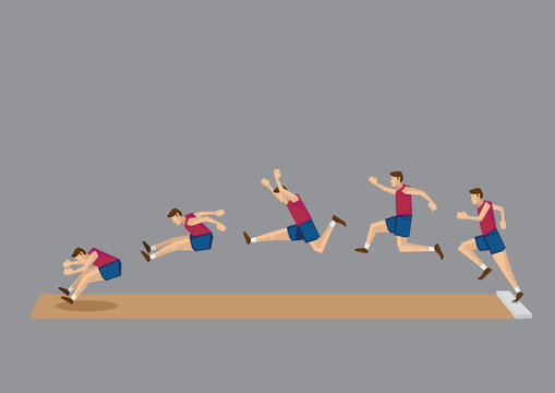 Long Jump in Action Sequential Vector Icons
