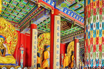 Interior view of Yonghegong Lama Temple.Beijing. Lama Temple is