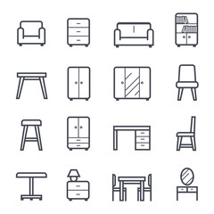 Furniture Icon Bold Stroke on White Background. Vector Illustration