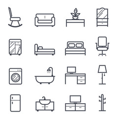 Furniture Icon Bold Stroke on White Background. Vector Illustration