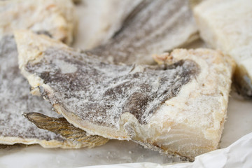 salted codfish on paper