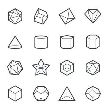 Geometric Shapes Icon Bold Stroke on White Background. Vector Illustration