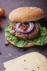 Home made burger cooking
