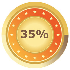 Prozent Button orange auf weißem Hintergrund