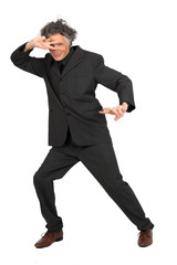 Handsome man doing different expressions in different sets of clothes: dancing