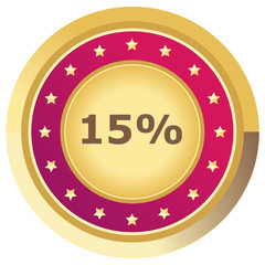 Prozent Button pink auf weißem Hintergrund