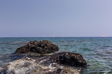Mediterranean Sea with stone