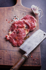 Raw beef steak