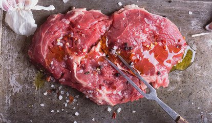 Raw beef steak
