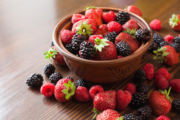 summer fruits on a wooden table