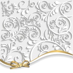 Hintergrund mit Ornamenten und goldener Schleife