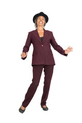 Beautiful woman doing different expressions in different sets of clothes: dancing