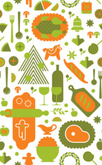 Background with Christmas food.