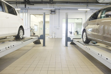 Interior of a car repair station