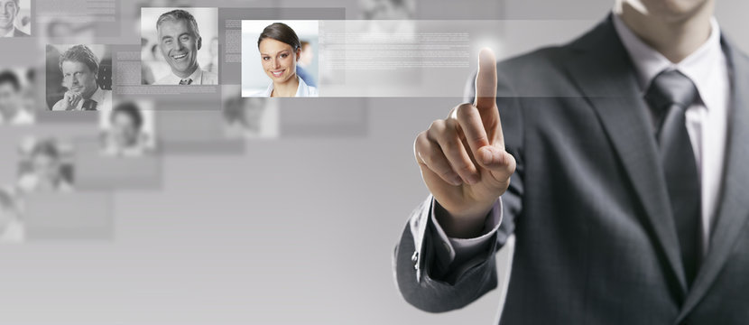 Businessman searching a user profile