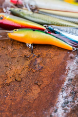 selective focus closeup fishing bait wobbler