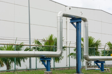 Industrial pipelines in power station facility