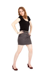 Beautiful woman doing different expressions in different sets of clothes: posing