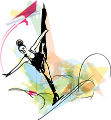 woman ice skater skating at colorful sports arena © Aroastock