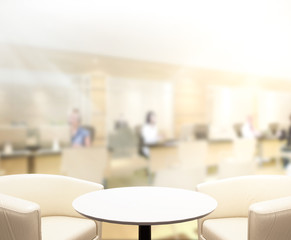 Table Top And Blur Office Background