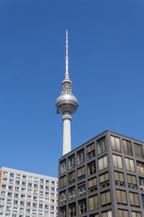 Obraz premium tv tower behind buildings, berlin 