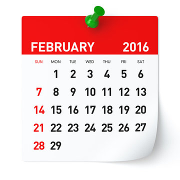 February 2016 - Calendar.
