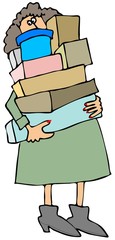 Woman carrying boxes