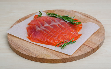 Sliced salmon