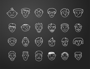 icon set 24 male faces