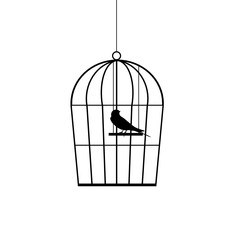 sparrow in a cage black vector