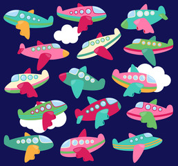 Vector Collection of Cute Airplanes or Airplane Toys