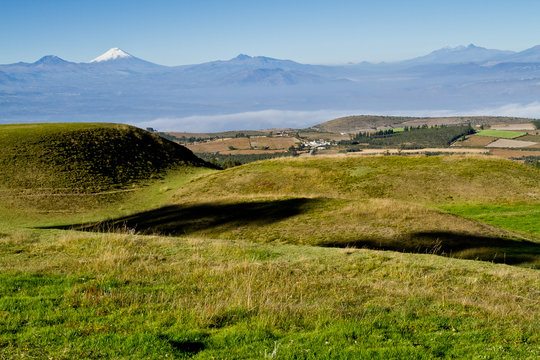 Ruins of Cochasqui pyramids, archaeological site, Ecuador