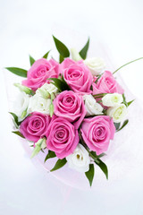 Pink roses bouquet isolated