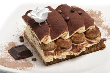 tiramisù with chocolate and biscuits and sponge cake