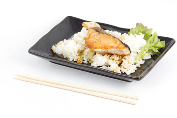 Grilled Salmon Teriyaki with rice