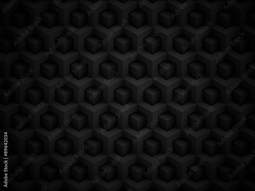 Poster abstract black polygonal 3d pattern - geometric box structure background