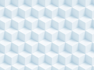 Abstract blue 3D geometric cubes background - seamless pattern