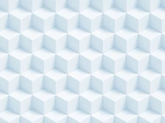 Foto op Plexiglas Abstracte blauwe 3D geometrische kubussenachtergrond - naadloos patroon © 123dartist