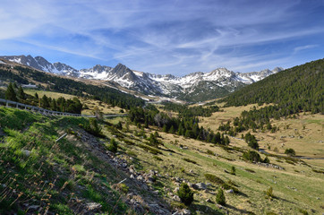 Fototapeta na wymiar Spring view of the mountain Andorra