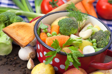Fresh vegetables in the pot