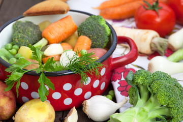 Mixed vegetables in the pot