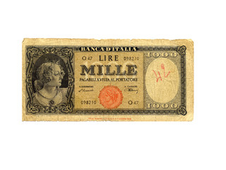 Banconota da Mille lire del 1943 - obrazy, fototapety, plakaty