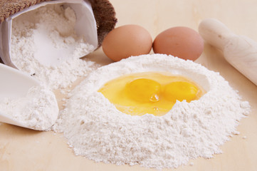 flour with egg
