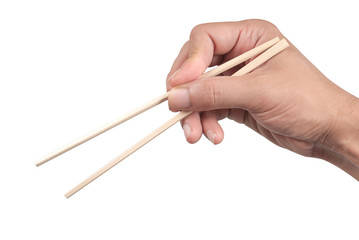 hand with chopsticks, isolated