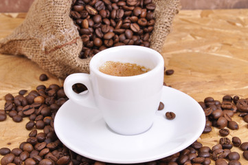 bale of coffee beans with jalopy