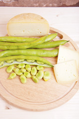fresh beans with leaves